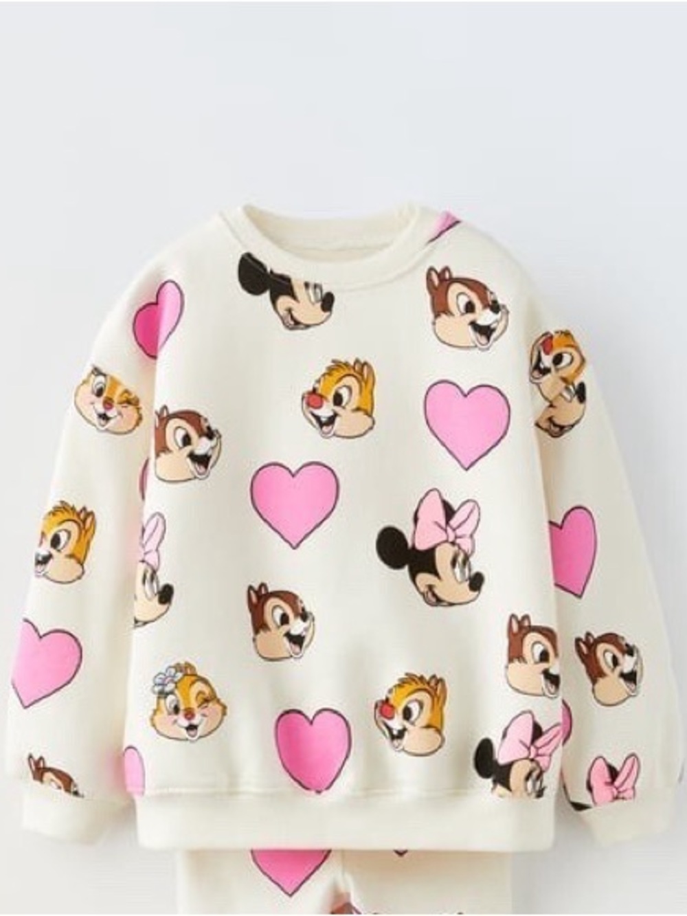 Zara Disney Minnie Mouse Chip and Dale Sweater Hearts Girls Baby Size 9-12 Month